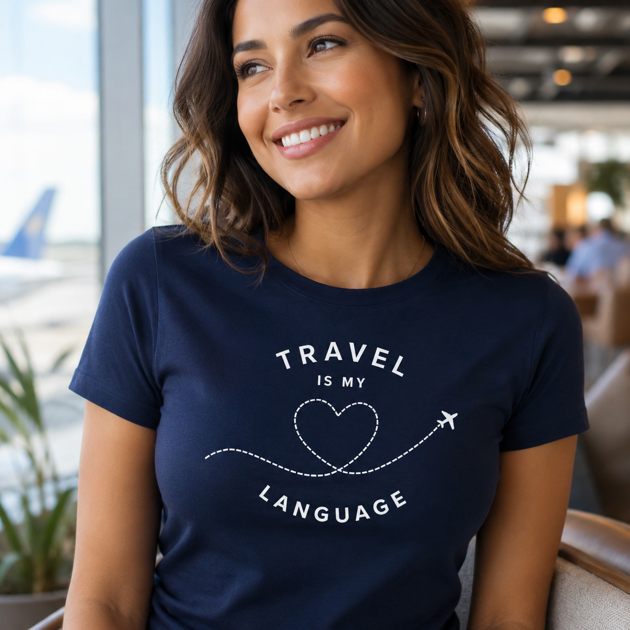 Travel Is My Love Language T-Shirt, Travel Lover Graphic Tee, Airplane Heart Shirt, Gift for Women