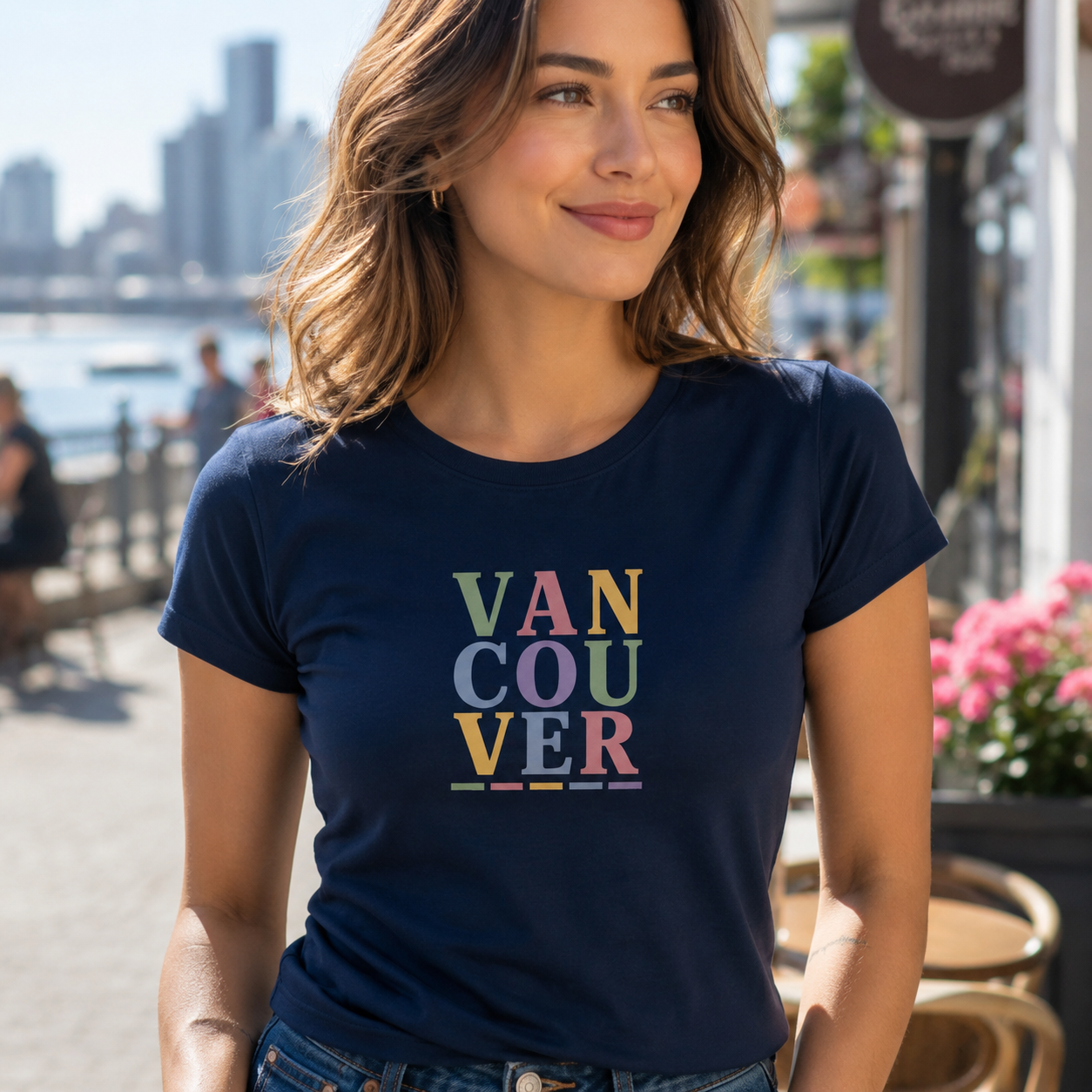 Vancouver T-Shirt, Retro Typography Graphic Tee, British Columbia Travel Shirt, Canada Gift for Women