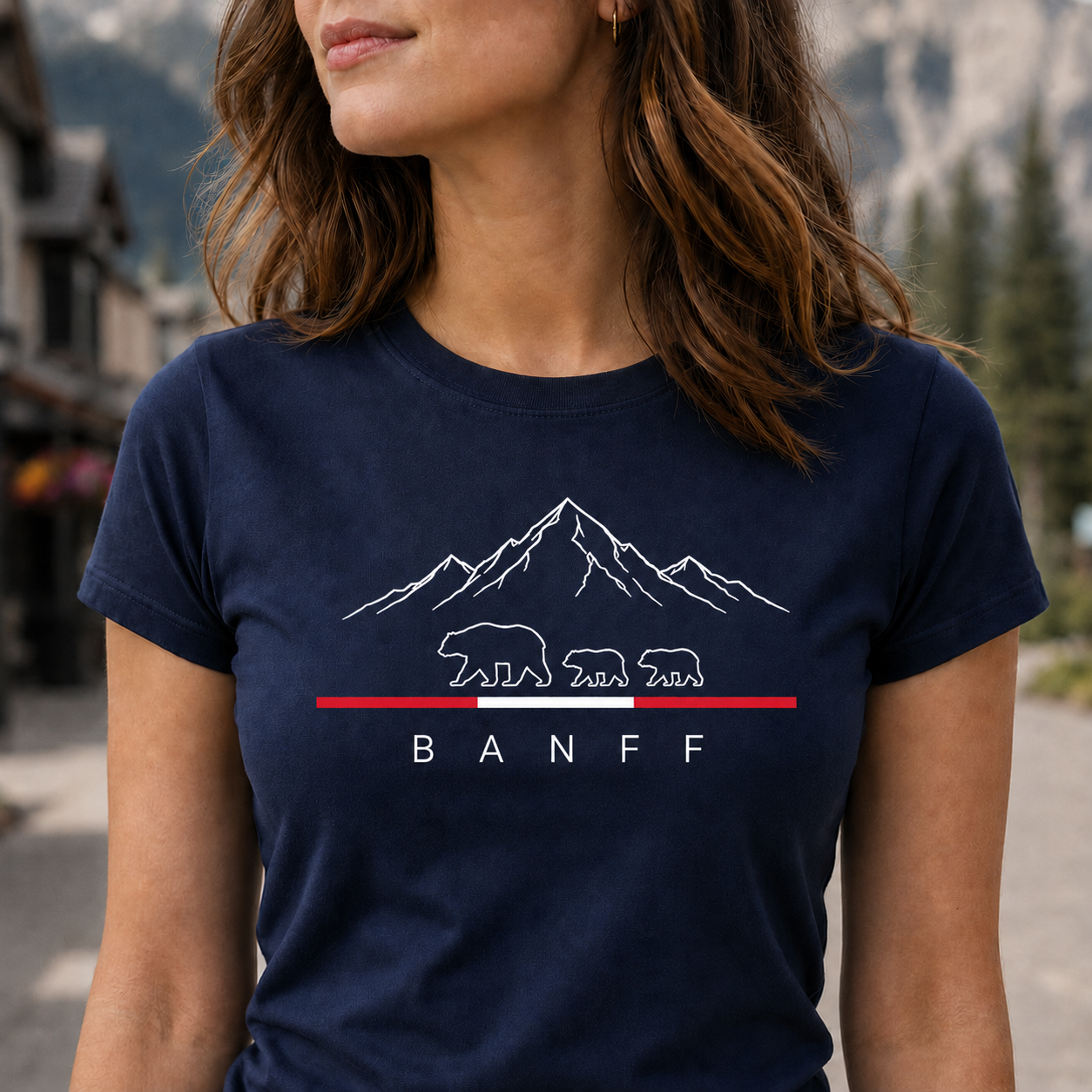 Banff Bear T-Shirt for Women, Canadian Rockies Travel Graphic Tee