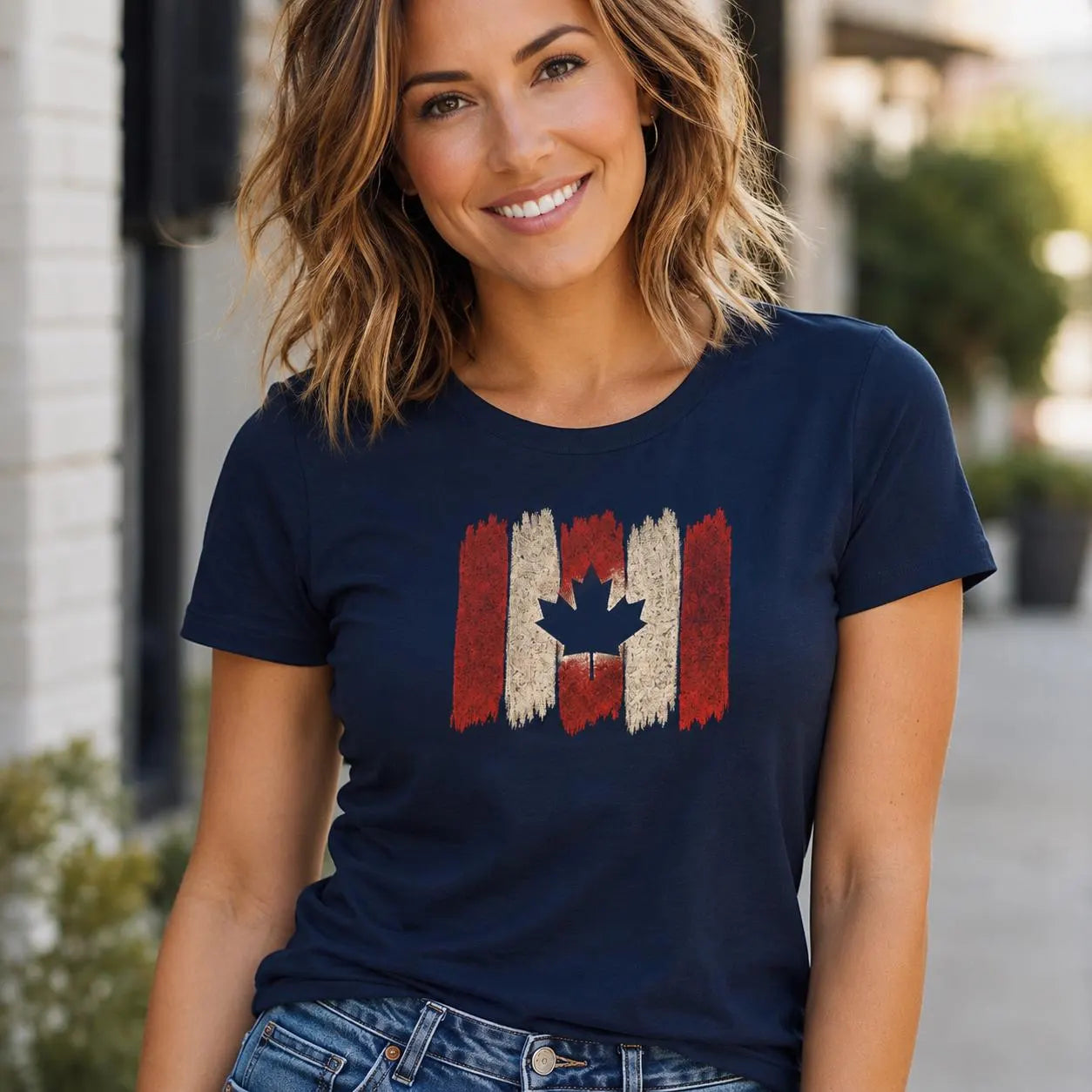 Canada Flag Women's T-Shirt, Distressed Canadian Graphic Tee, Maple Leaf Shirt, Canada Day Gift for Women