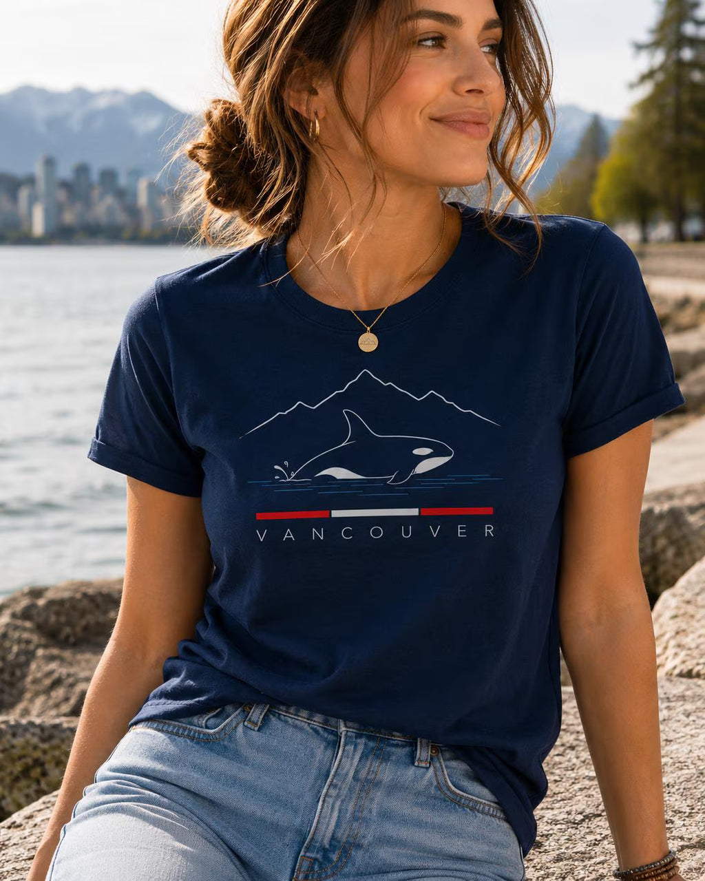Vancouver Orca T-Shirt, Canada Whale Graphic Tee, British Columbia Travel Shirt, Canadian Gift for Women