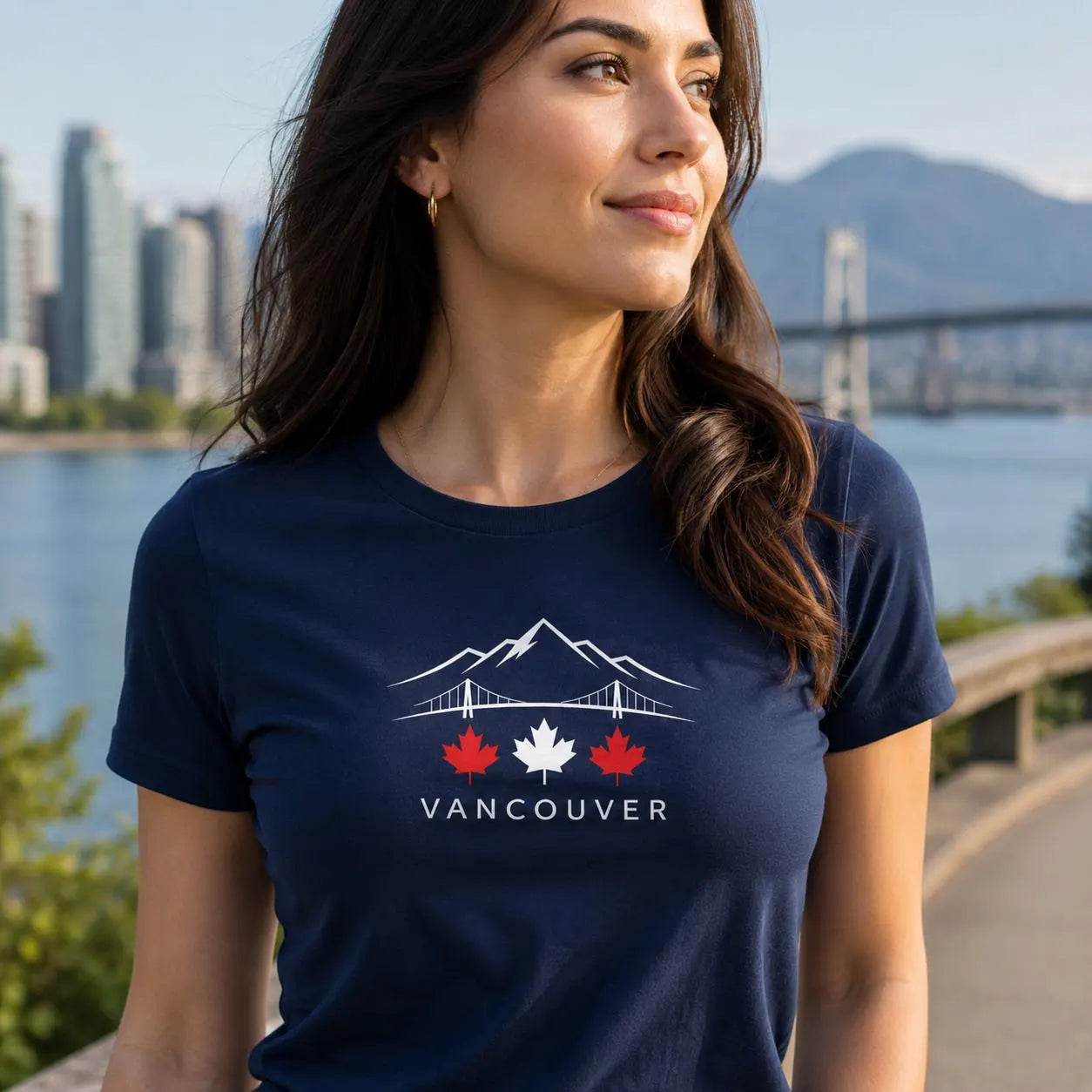 Vancouver T-Shirt, Canada Mountain Graphic Tee, Canadian Maple Leaf Travel Shirt, British Columbia Gift for Women